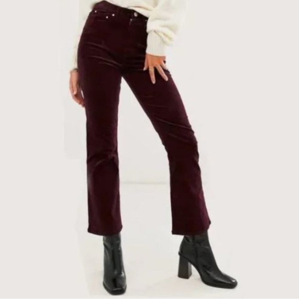 & OTHER STORIES Women’s Corduroy High Rise Crop Flare Pants Red Cranberry Sz 10